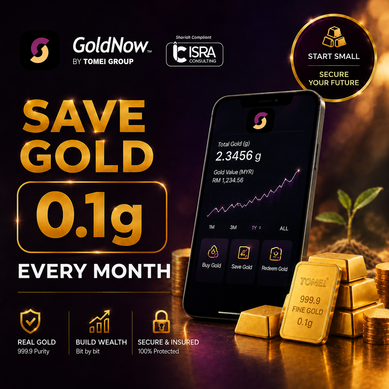 Gold savings malaysia - save 0.1g Gold with GoldNow Today