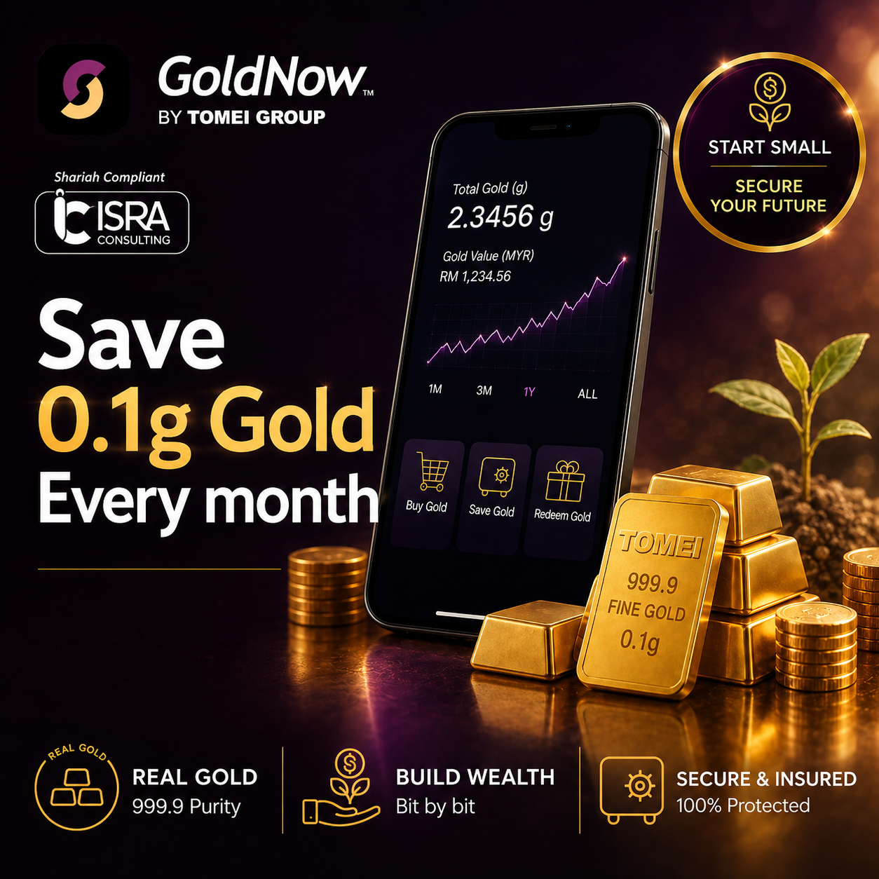 Gold savings malaysia - save 0.1g Gold with GoldNow Today